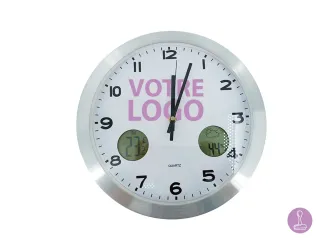 Wall clock with hygrometer and thermometer - With your logo