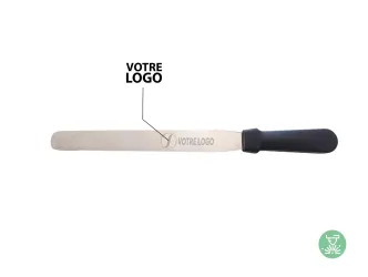 Black stainless steel flat spatula - With your logo