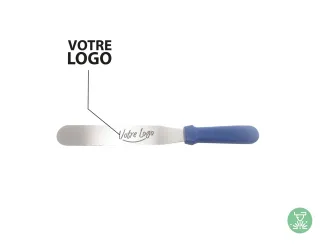 Blue stainless steel flat spatula - With your  logo