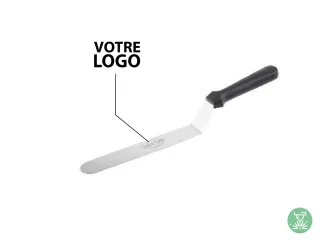 Angled spatula with black handle 18.5 cm - With your logo