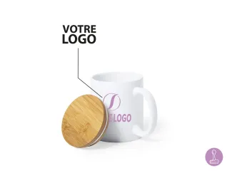 Ceramic mug with bamboo lid - With your logo